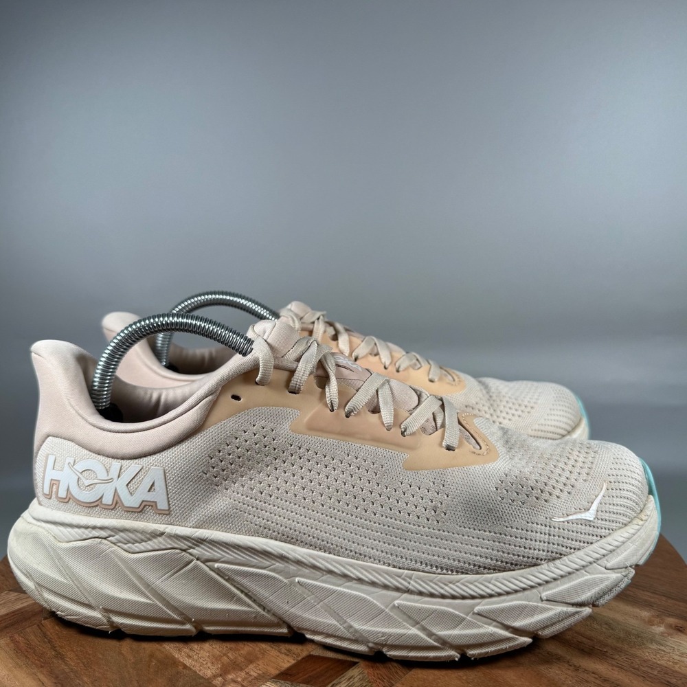 Hoka Arahi 7 Women Running Shoes Beige Low Top Lace Up Sneakers Size 10.5